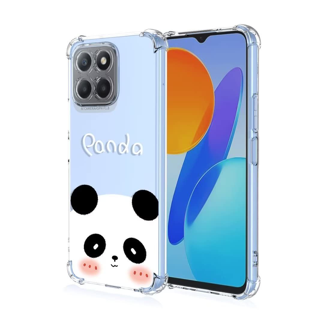 COMAKU Case Compatible with Honor X8a, Girl Women Case with 3D Painting Pattern Slim Protective Soft TPU Bumper Embossed Flower Design -Panda