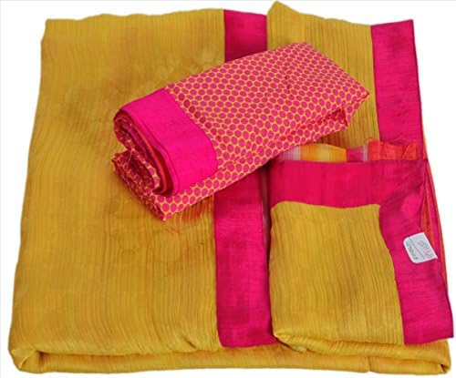 Sanskriti Women's Indian Saree With Blouse Printed Sari Georgette Work Free Size Red