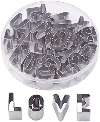 Mini Cookie Cutter Set, FollowYT 26 Pieces Stainless Steel Small Alphabet Cutters Set (A - Z) for Fondant Biscuit, Cake