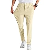 Runcati Mens Stretch Golf Pants Casual Slim Fit Dress Pants Elastic Waist Tapered Work Cropped Trousers