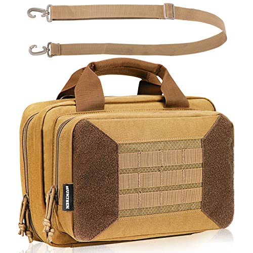 HUNTSEN Tactical Gun Range Bag Double Scoped Handgun Firearm Case