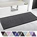 ITSOFT Plush Bathroom Rug 47x21, Absorbent Machine Washable Non Slip Chenille Bath Mats, Quick Dry Bathmat, Bath Rugs for Bath, Shower, Bedroom, or Door Mat, Charcoal Gray