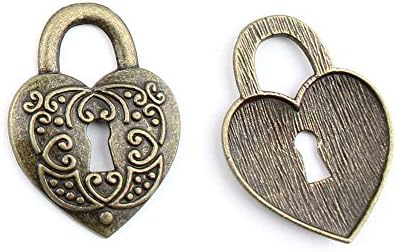 5 Pieces Jewelry Making Charms Heart-shaped Lock findings craft lots necklace bronze