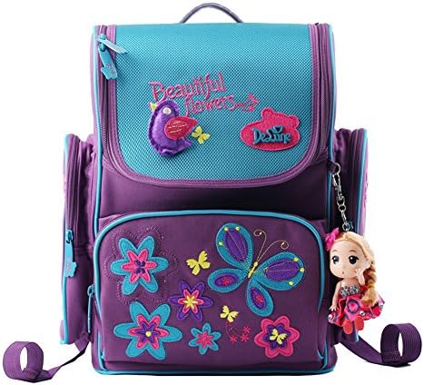 WECNSKY Hand Embroidery Flowers Girls Backpacks for 5-8 Girls Years Bag
