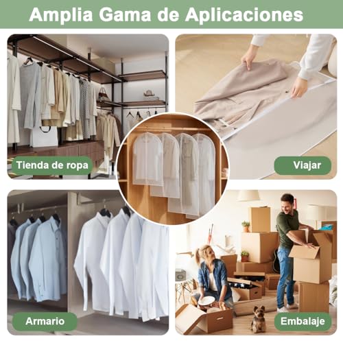 AzzmaAii Protector de Ropa 20pzs Bolsas de Ropa Colgante Funda Ropa de Clóset Cubre Anti-Polvo Almacenamiento Bolsa de Chaqueta con Cremallera Portátil Lavable Cubierta Bolsa Traje Abrigo 60*80-140CM