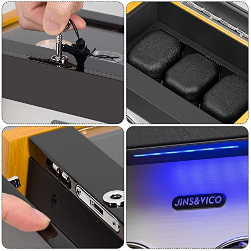 JINS&VICO Watch Winder Made of Premium Bamboo Pattern for 5 Automatic