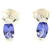 Natural Blue Tanzanite 925 Solid Sterling Silver Earrings 6mm