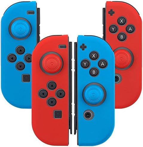 Kourpar Joy-Con (L/R) Silicone Protective Casing Compatible for Nintendo Switch Controllers with Thumb Grips Caps (2 Pairs Pack)