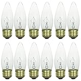 Pack of 12 60 Watt ETC Clear Medium Base (E26) Straight Torpedo Tip 120V Incandescent Chandelier Light Bulbs