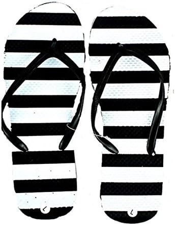DollarMaxVI Women's Flip Flops Striped Black (X-Large)