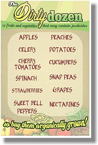 The Dirty Dozen - Fruits &amp; Vegetables - NEW Healthy Foods and Nutrition Poster