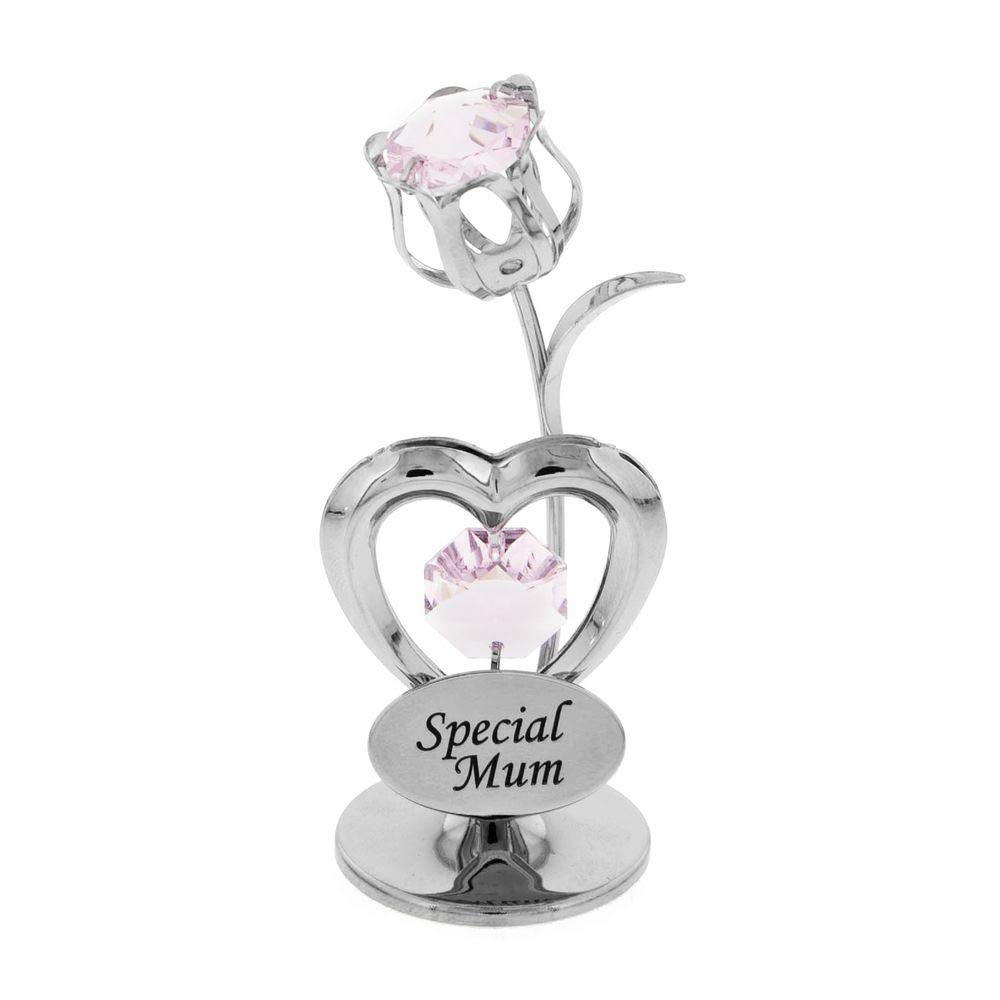 Crystocraft Special Mum Celebration Heart and Tulip Ornament with Crystals From Swarovski