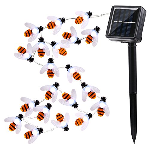 Icicle solar string lights, 20 led bumble bee shape lig…
