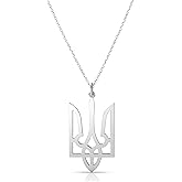 Tela Jewelry Ukrainian Tryzub Trident 925 sterling silver necklace with Cable Chain, 2.5 x 1.5 cm Pendant, Minimalist Hypoallergenic Gift for Women