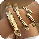 Bowdcvy Chunky Gold Bangle Bracelets for Women Trendy Stack Cuff Bracelet Irregular Statement Fashion Minimalist Jewelry Gift Accessories