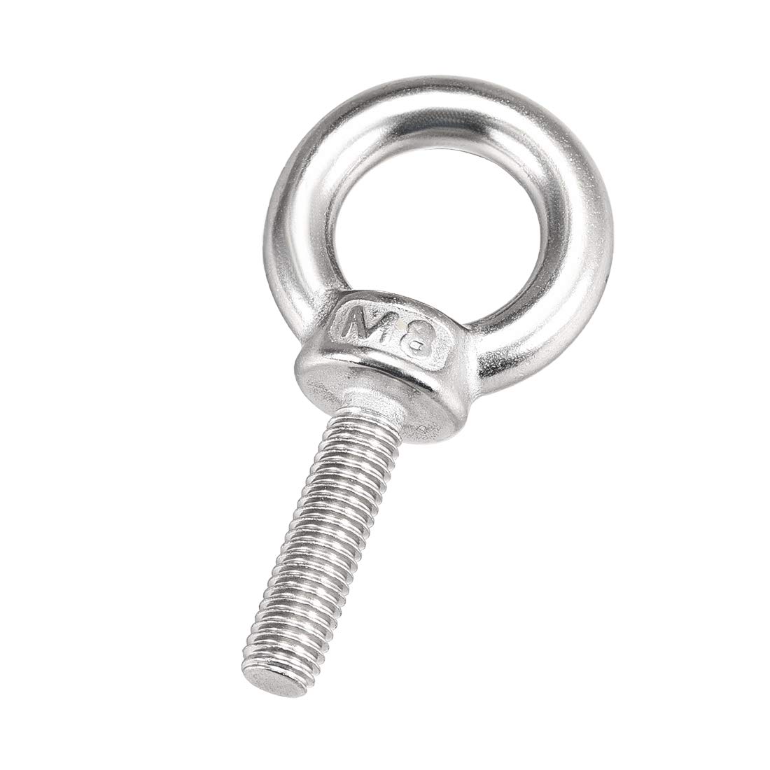Sourcingmap Lifting Eye Bolt M8 x 30mm Male Thread 304 Stainless Steel for Hanging, Pack of 5