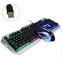 Wgxyihai Adjustable Gaming Keyboard Gaming Keyboard and Mouse Combo, USB Wired Mechanical Feeling RGB Backlit Keyboard and Lighted Game Mouse with 4 Adjustable DPI for Windows Mac Laptop Desktop PC