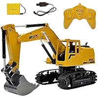 CHSSQ RC Cars Toys,8 Channel Rock Remote Control Construction Excavator Remote Control Fork and Bucket Excavator Construction Digger Truck Hobby Car Crawler Toy Car