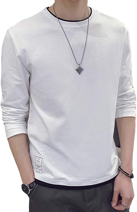 Amazon メンズ Tシャツ 長袖 カジュアル 無地 綿 カットソー ファッション 丸襟 柔らかい 快適 春秋服 Tシャツ カットソー 通販