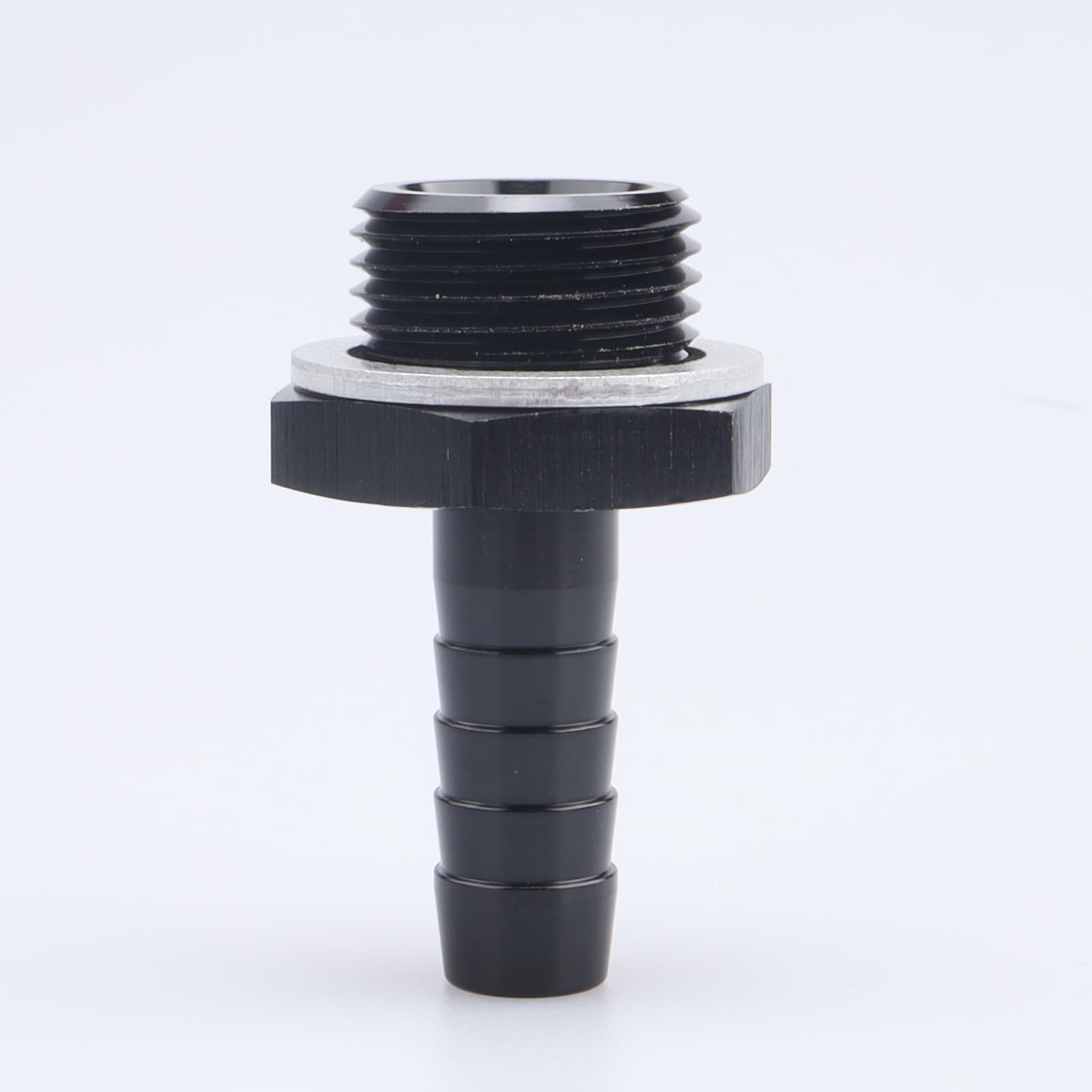 AC Performance Straight Metric Male M18x1.5 to 5/16 Hose Barb Fuel Oil Pump Inlet Fitting Adapter Aluminum Black with Washer