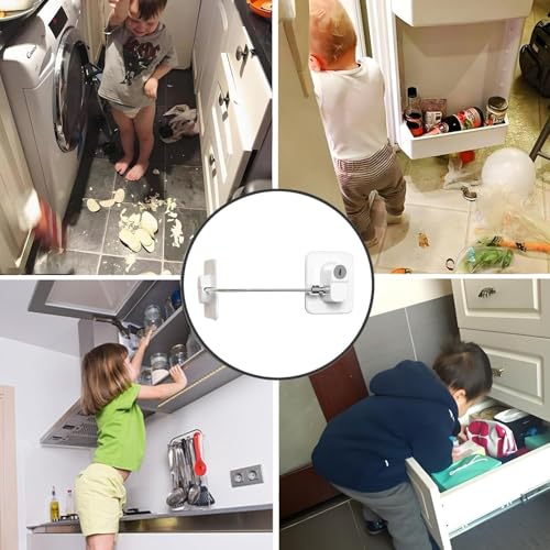 Lonimia 2Pack Refrigerator Lock, Heavy Duty Fridge Combination Lock For Cabinets, Drawers, Safety Easy Install No Keys Needed (White)