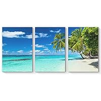 SignwinSIGNFORD 3 Piece Canvas Wall Art for Living Room Bedroom Home Artwork Paintings Romantic Beach Ready to Hang - 24
