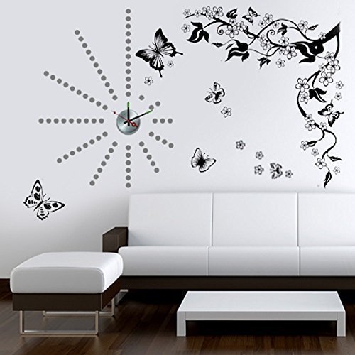 title=Walplus- Stickers decalcabili da parete con motivo a farfalle e pois