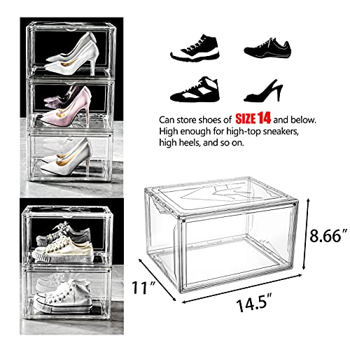 3Pack Clear Shoe Boxes Stackable Plastic Sneaker Box Container