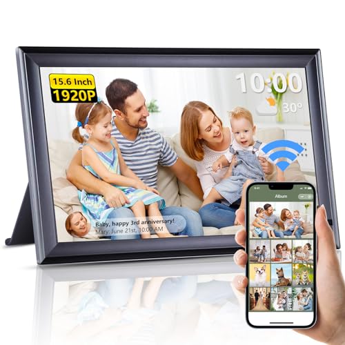 Frameo WiFi Digital Photo Frame 15.6 Inch, PINREK Electronic Picture Frame | Motion Sensor Auto-Wake, IPS HD Touch Screen, Auto-Rotate, Instantly Share Photos Videos from Anywhere, Wall Mountable