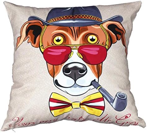 Cushion Cover Bulldog Pug Husky Dog Polyester Linen Pillowcase (No.5)