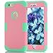 iPhone 6 Case 4.7, iPhone 6 Cases Hard Cover Shell TPU Rubber 2 Piece Ultra Slim Thin Bumper Covers Apple iPhone 6S Case Durable Protective Design Hybrid Defender Heavy Duty Shockproof (Pink Aqua)