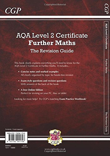 Aqa Level 2 Certificate In Further Maths Revision Guide With Online Edition A C Course Cgp Books 9781782941798 Amazon Com Books