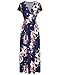 OUGES Women's V-Neck Pattern Pocket Maxi Long Dress(Floral-7,S) Red Flowers