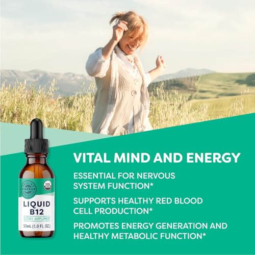 Vimergy USDA Organic Liquid Vitamin B12 Supplement 2500 mcg, Methylcobalamin & Adenosylcobalamin – Energy Support, Vegan, Non-GMO B12 Vitamins for Women & Men 30 Serving (30 mL)