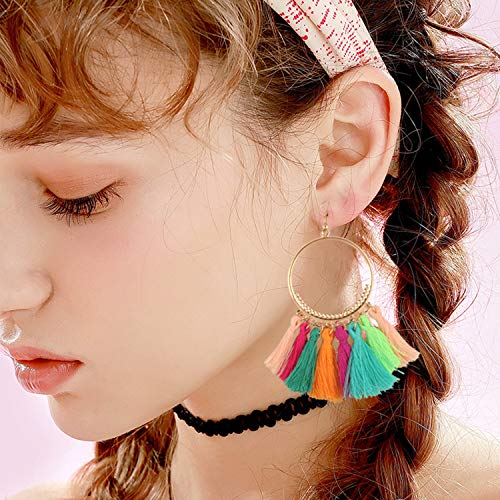 NEWITIN 20 Pairs Tassel Earrings Bohemia Fan Shape Drop Earrings for Women Girls