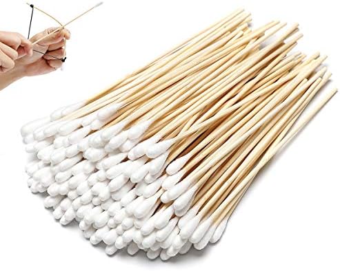 300 PCS 6 Inch Cotton Swabs Long Cotton Swab, Gun Cleaning Swabs with Strong and Flexible Bamboo Material, Ideal for Hobbies, Gun Cleaning, Arts and Crafts, and Projects Requiring Detailed Work