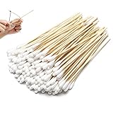 300 PCS 6 Inch Cotton Swabs Long Cotton Swab, Gun Cleaning Swabs with Strong and Flexible Bamboo Material, Ideal for Hobbies, Gun Cleaning, Arts and Crafts, and Projects Requiring Detailed Work