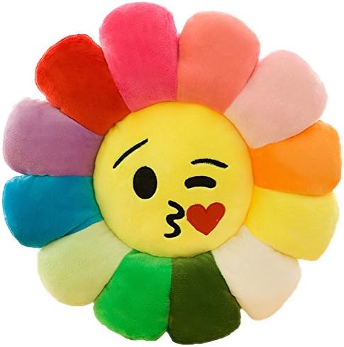 Shineart Flower Floor Pillow Seating Cushion - Decorative Stuffed Plush Emoji Flower Throw Pillow Kiss 12"