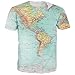 Leapparel Unisex 3D Retro America Map Print Graphic Design T Shirts Tees XXL