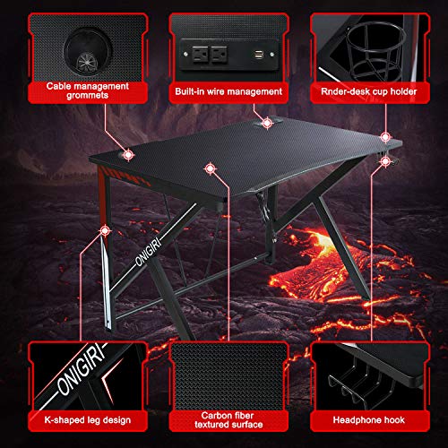 LYNSLIM Gaming Desk Computer Table 45.66" Large ESports Home Computer Desk with MultiFunction