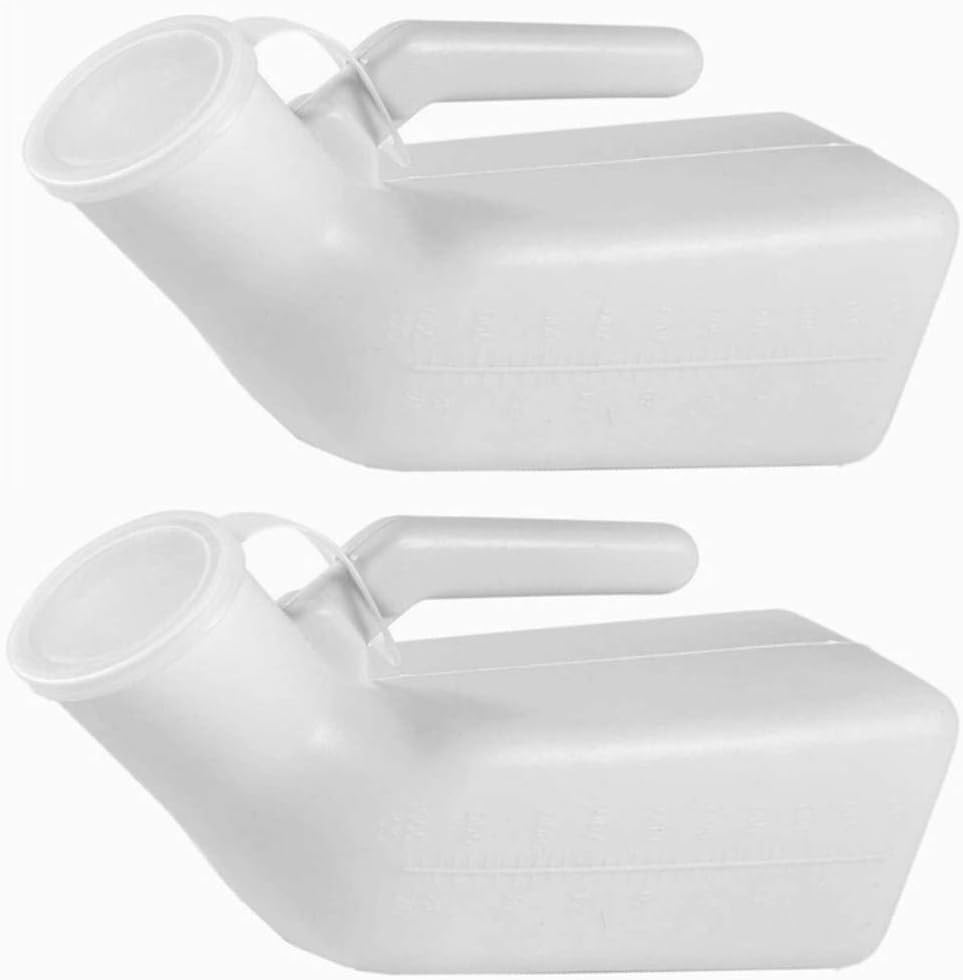 YUMSUM Thick Firm Male Urinal Urine Bottle with Lid 32oz./1000mL (White)pack of 2,: Health & Personal Care