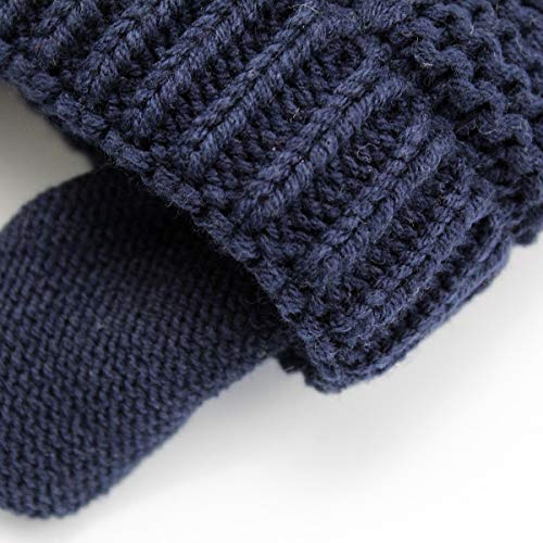 Winter Warm Earflaps Newborn Baby Hat Beanie Infant Toddler Kids Knit Hat Cap with Fleece Lined Unisex for Baby Boys Girls (M / 12-36 Months, Navy Blue)