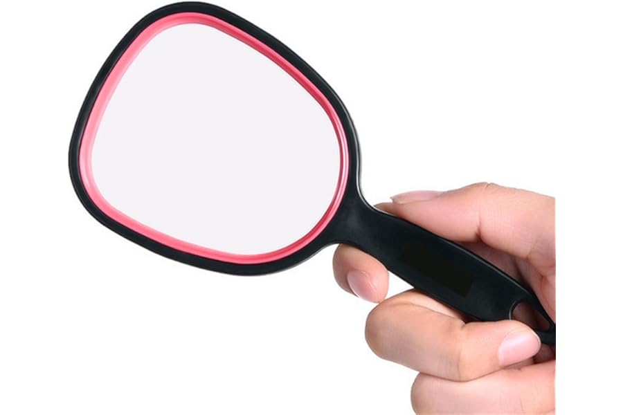 mpowtech Small Handheld Mirror with Handle for Women and Girls – Black Kids Hand Mirrors for Gift – Personal Handle Mirror for Makeup,Travel,Bathroom(6.11″ x 2.95”)