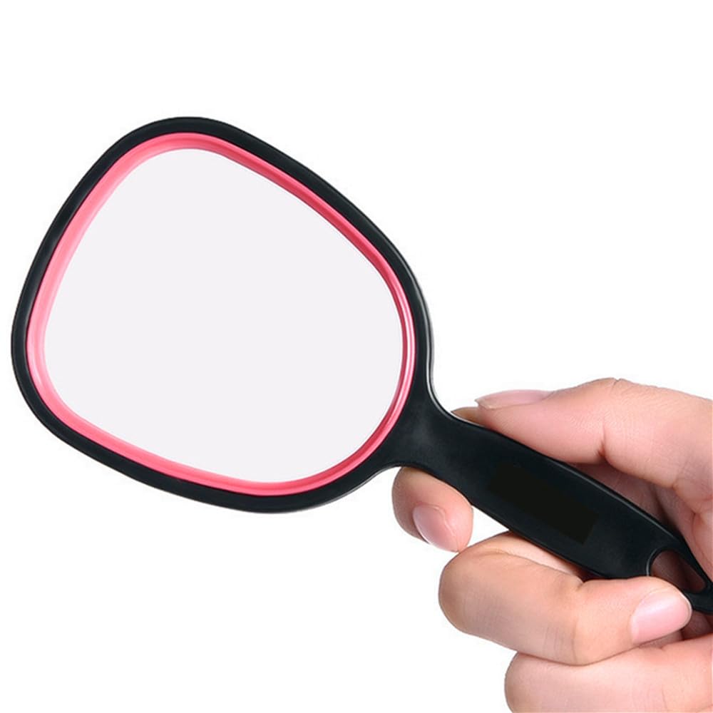 Photo 1 of Small Hand Mirror for Travel (6.11" x 2.95'') - Standard 1X Magnification Hand held Mirror with Handle,Lightweight Handle Mirror with Hanging Hole,Single Sided Vanity Makeup Mirror for Women,Kids