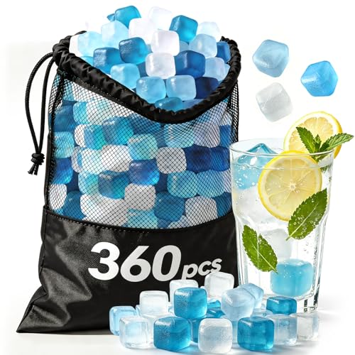 SHENGQIPC Reusable Ice Cubes for Camping, 360 Pack, 12 lbs | No Mess, No Diluting, BPA-FREE, Slow Melt, Refreezable, Large Pack for Drinks, Cooler, Party, Bars, Ice Bath, Outdoor Parties