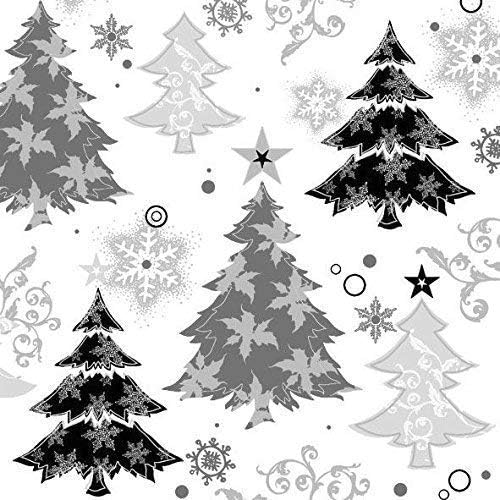 Albero Di Natale Nero E Bianco.Nero Grigio Bianco Alberi Di Natale Fiocco Di Neve Foglia 13 X 13 33cm X 33cm 20x 3 Pieghe Tovaglioli Di Carta Amazon It Giardino E Giardinaggio