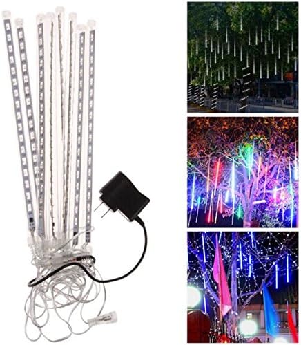 Szyoumy 50cm 8 Tube 240 Leds White Color Meteor Shower Rain Lights Waterproof String for Wedding Party Christmas Xmas Decoration Tree (rgb)