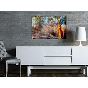 Abstract Canvas Art - Splatter Color with Rusty Texture - Giclee Print Modern Wall Art | Stretched Gallery Wrap Ready to Hang Home Decoration - 12x18 inches