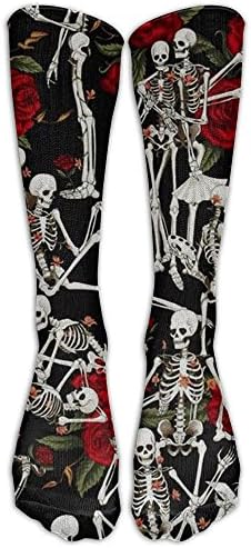 Skeleton Rose Crew Socks Causal Socks Compression Socks High Socks Crazy Socks For Running,Athletic,Edema,Travel,Nursing.