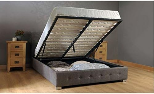 Jia Interiors Grey King Size Ottoman Storage Bed, Excellent Comfort & Stylish Storage Solution-Easy to Build -Strong and Durable -Great gift idea for your family & friends! (157x214 CM)